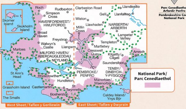 EXP-036  South Pembrokeshire  OL36 | wandelkaart 1:25.000 9780319242759  Ordnance Survey Explorer Maps 1:25t.  Wandelkaarten Zuid-Wales, Pembrokeshire, Brecon Beacons