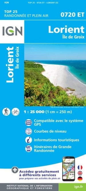 wandelkaart 0720ET Lorient, Île de Groix 1:25.000 9782758539315  IGN IGN 25 Bretagne  Wandelkaarten Bretagne