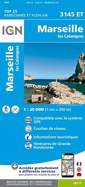 wandelkaart 3145ET Marseille, les Calanques 1:25.000 9782758539780  IGN IGN 25 Provence  Wandelkaarten Provence, Marseille, Camargue