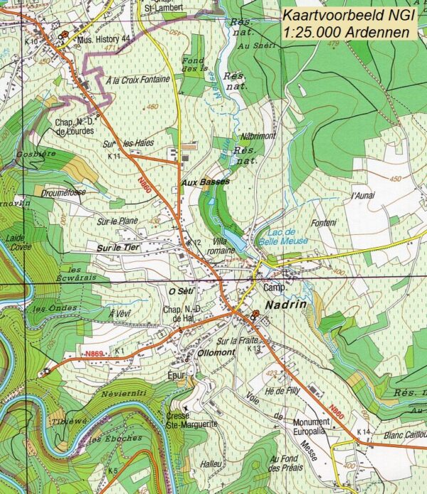 NGI-60/3-4  Wibrin-Houffalize | topografische wandelkaart 1:25.000 9789462354425  Nationaal Geografisch Instituut NGI Wallonië 1:25.000  Wandelkaarten Wallonië (Ardennen)