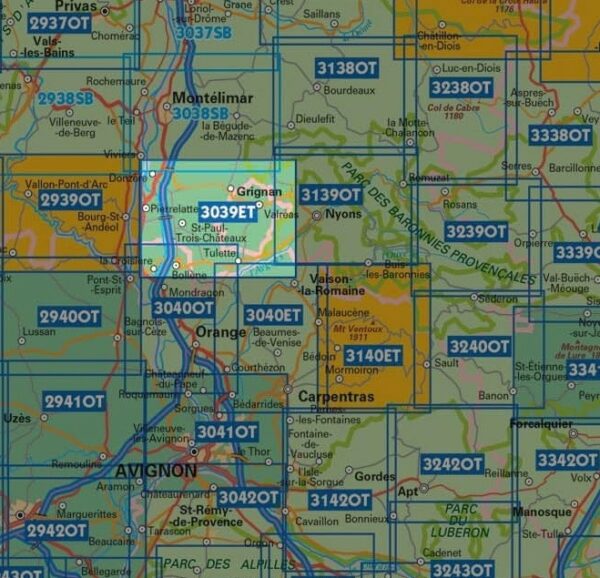 wandelkaart 3039ET Grignan, Valréas 1:25.000 9782758545521  IGN IGN 25 Ardèche / Drôme  Wandelkaarten Ardèche, Drôme, Provence, Marseille, Camargue