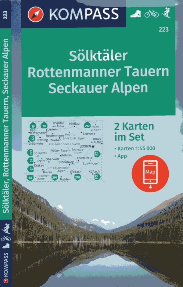 Kompass wandelkaart KP-223   Sölktäler - Rottenmanner Tauern - Seckauer Alpen 1:50.000 9783991214397  Kompass Wandelkaarten Kompass Oostenrijk  Wandelkaarten Salzburger Land & Stiermarken