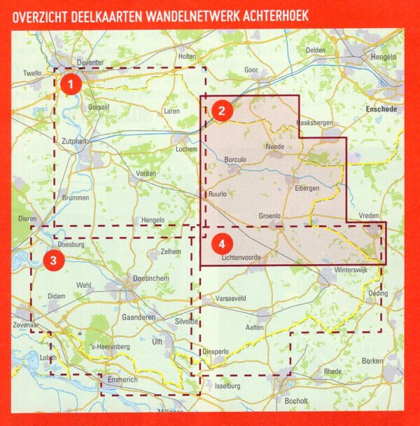 WA-2 Noordoost Achterhoek | wandelkaart 1:25.000 WA2  Achterhoek Toerisme Wandelnetwerk Achterhoek  Wandelkaarten Gelderse IJssel en Achterhoek