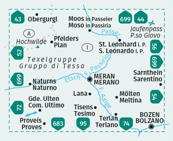 Kompass wandelkaart KP-53 Meran/Merano 1:50.000 9783991541943  Kompass Wandelkaarten KP50 Zuid-Tirol, Dolomieten  Wandelkaarten Zuid-Tirol, Dolomieten