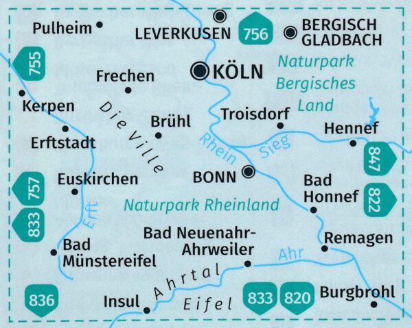 Kompass wandelkaart KP-758 Köln, Brühl, Bonn (Bad Godesberg), Ahrtal 9783991542100  Kompass Wandelkaarten Kompass Nordrhein-Westfalen  Lopen naar Rome, Wandelkaarten Aken, Keulen en Bonn