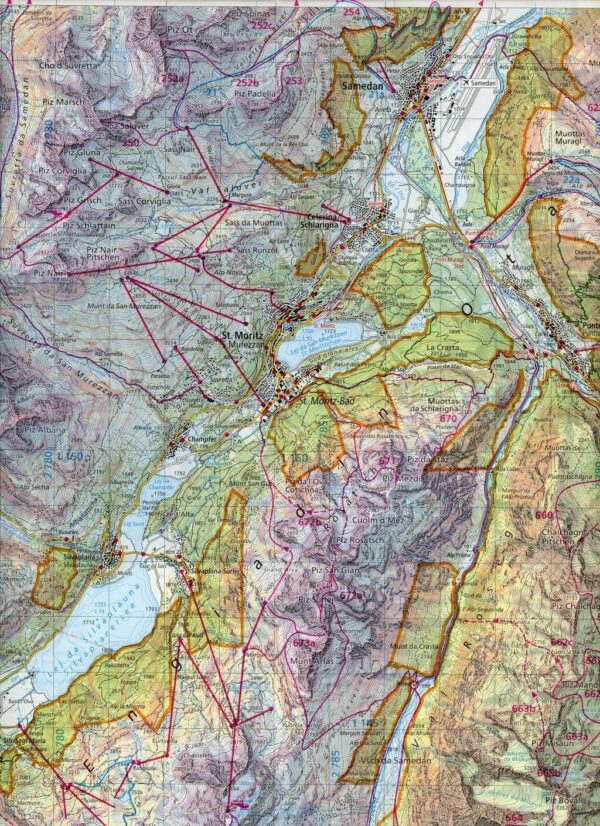 S268  Julierpass tourskikaart  [2021] 9783302202686  Bundesamt / Swisstopo Skirouten 1:50.000  Wintersport Graubünden