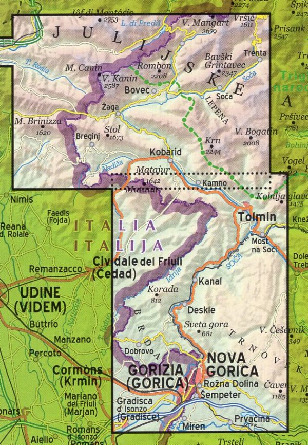 Posocje | wandelkaart 1:40.000 3830048522540  Kartografija   Wandelkaarten Slovenië