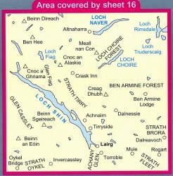 LR-016  Larig + Loch Sihn, Loch Naver | topografische wandelkaart 9780319226162  Ordnance Survey Landranger Maps 1:50.000  Wandelkaarten de Schotse Hooglanden (ten noorden van Glasgow / Edinburgh)