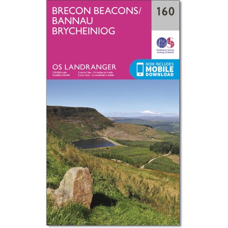 LR-160  Brecon Beacons | topografische wandelkaart 9780319262580  Ordnance Survey Landranger Maps 1:50.000  Wandelkaarten Zuid-Wales, Pembrokeshire, Brecon Beacons