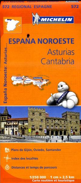 572  Asturias/Cantabria | Michelin  wegenkaart, autokaart 1:250.000 9782067184121  Michelin Michelin Spanje Regionaal  Landkaarten en wegenkaarten Noordwest-Spanje