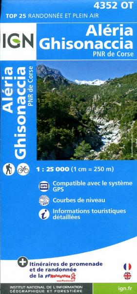 wandelkaart 4352OT Vezzani, Ghisonaccia, Aleria 1:25.000 9782758528265  IGN IGN 25 Corsica  Wandelkaarten Corsica