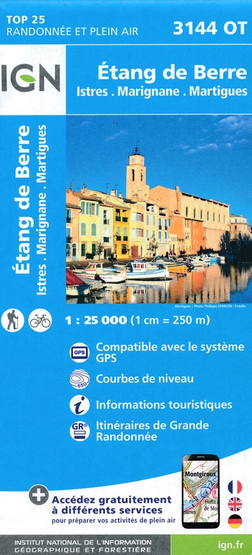 wandelkaart 3144OT Martigues, étang de Berre 1:25.000 9782758539773  IGN IGN 25 Provence  Wandelkaarten Provence, Marseille, Camargue